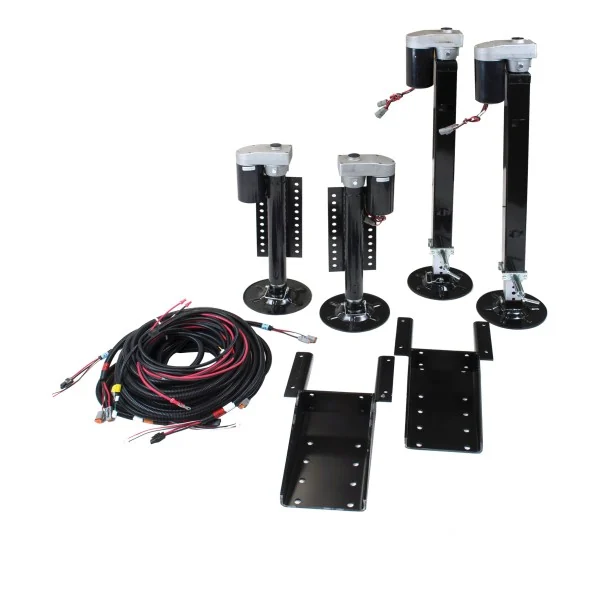 Four Ground Control leveling jacks with brackets and wiring
